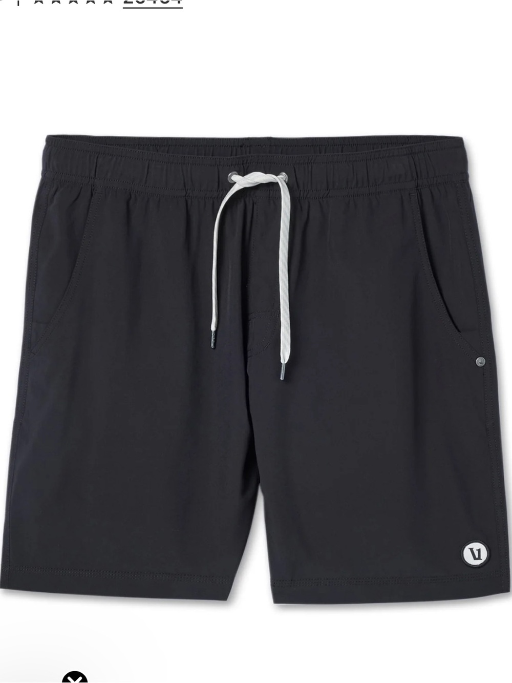 Vuori Kore 7" Athletic Shorts in Black with White Drawcord
